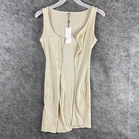 Kollyy Top Cardigan Medium Women's Sleeveless Beige Polyester Blend NWT - Picture 1 of 9